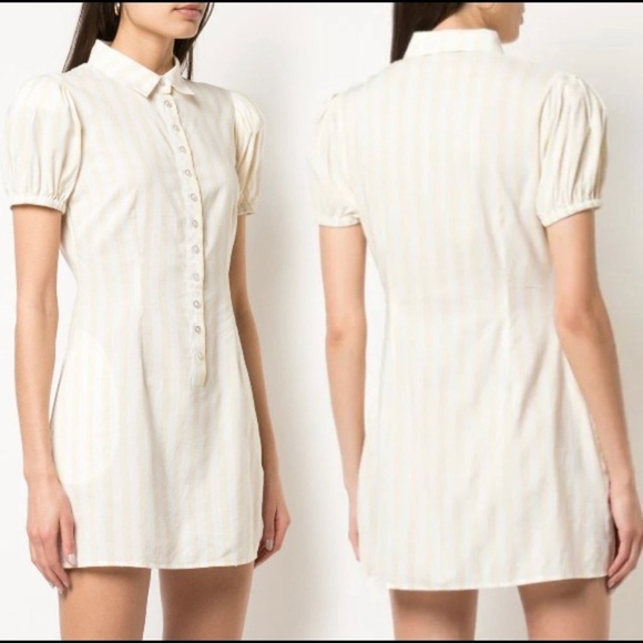 WeWoreWhat Elle Striped Mini Shirt Dress. - Picture 2 of 13
